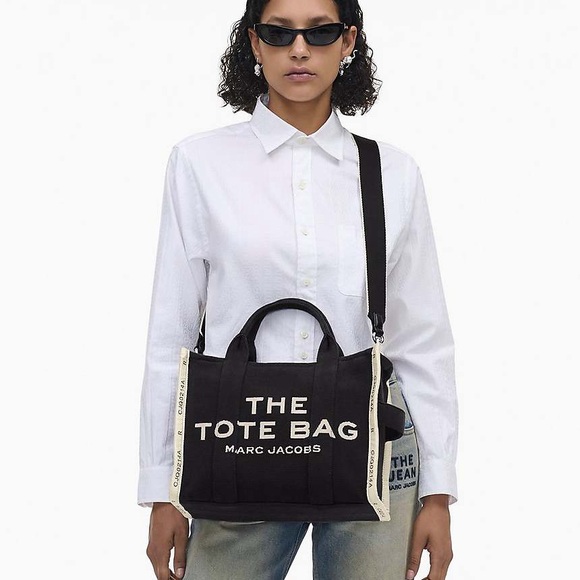 Marc Jacobs The Jacquard Medium Sized Woven Deluxe  Fabric Tote In Black - Picture 1 of 15
